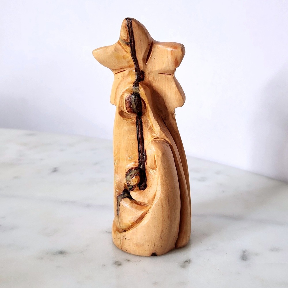 Olive Wood Nativity Holy Family Creche Carved Star Christmas Handmade Sm Minmlst